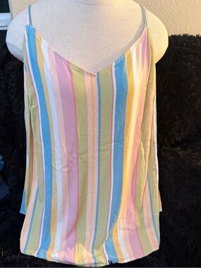 Striped Pastel V-Neck Spaghetti Strap Tank Top